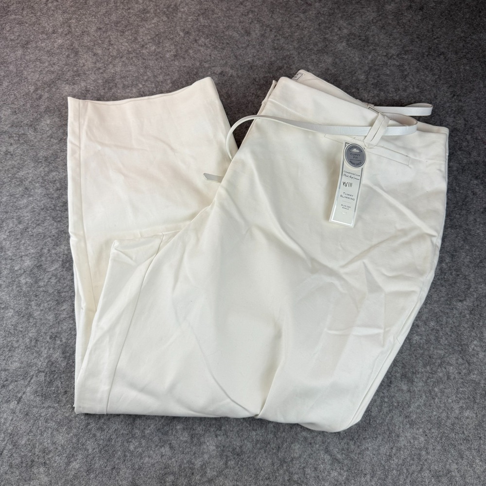 Charter‎ Club NWT Tummy Slimming Curvy Fit Pants Belt White 22W Office Work